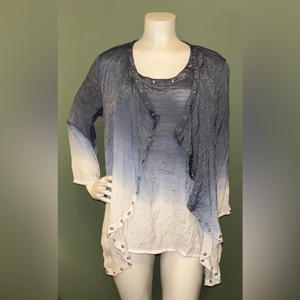 Gradient Blue and White Women's Top